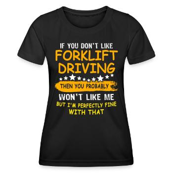 Forklift driver Forklift truck - Women's Functional T-Shirt - black - Front - AI Model Female 172 light (172cm)