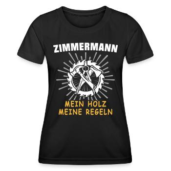 Zimmermann Zimmerer Zimmerleute - Frauen Funktions-T-Shirt - Schwarz - Vorne - AI Model Female 172 light (172cm)