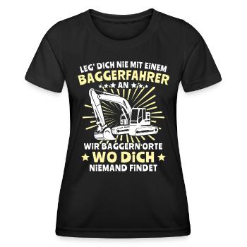 Baggerführer Bagger Baggerfahrer - Frauen Funktions-T-Shirt - Schwarz - Vorne - AI Model Female 172 light (172cm)
