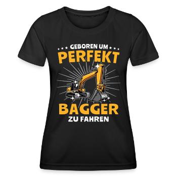 Baggerführer Bagger Baggerfahrer - Frauen Funktions-T-Shirt - Schwarz - Vorne - AI Model Female 172 light (172cm)