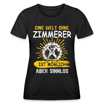 Zimmermann Zimmern Zimmerer - Frauen Funktions-T-Shirt - Schwarz - Vorne - AI Model Female 172 light (172cm)