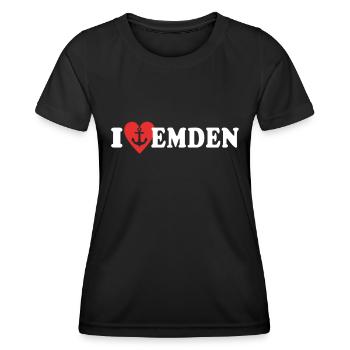 J’aime Emden Cher Emdener - T-shirt sport Femme - noir - Devant - AI Model Female 172 light (172cm)