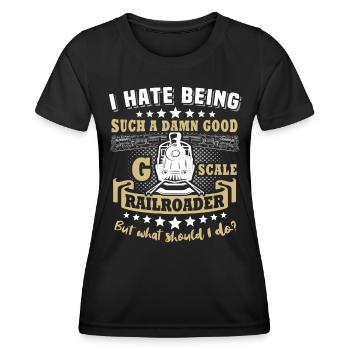 Gartenbahn Modelleisenbahn Spur G - Frauen Funktions-T-Shirt - Schwarz - Vorne - AI Model Female 172 light (172cm)