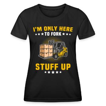 Stapler Gabelstapler - Frauen Funktions-T-Shirt - Schwarz - Vorne - AI Model Female 172 light (172cm)