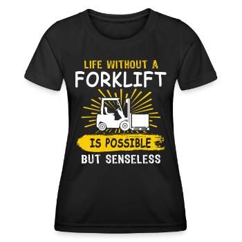Stapler Gabelstapler - Frauen Funktions-T-Shirt - Schwarz - Vorne - AI Model Female 172 light (172cm)