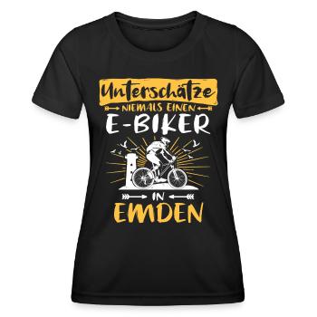 Ebike Emden Ebiking Emdener E-Biker - Frauen Funktions-T-Shirt - Schwarz - Vorne - AI Model Female 172 light (172cm)