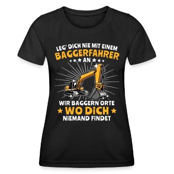 Baggerfuehrer Baggerfahrer - Frauen Funktions-T-Shirt - Schwarz - Vorne - AI Model Female 172 light (172cm)