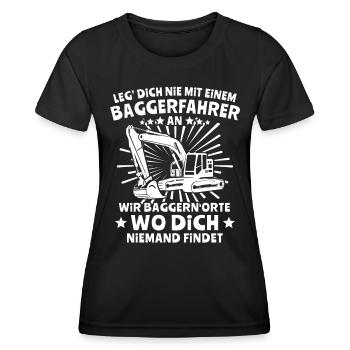 Baggerfahrer Bagger - Frauen Funktions-T-Shirt - Schwarz - Vorne - AI Model Female 172 light (172cm)