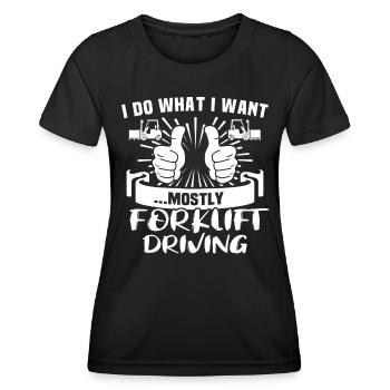 Staplerfahrer Stapler - Frauen Funktions-T-Shirt - Schwarz - Vorne - AI Model Female 172 light (172cm)
