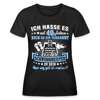 Schwimmmeister Geburtstag 40 Jahre alt - Frauen Funktions-T-Shirt - Schwarz - Vorne - AI Model Female 172 light (172cm)