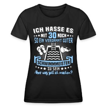 Schwimmmeister 30. Geburtstag 30 Jahre Bademeister - Frauen Funktions-T-Shirt - Schwarz - Vorne - AI Model Female 172 light (172cm)