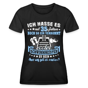 Schwimmmeister Geburtstag 35 Jahre alt - Frauen Funktions-T-Shirt - Schwarz - Vorne - AI Model Female 172 light (172cm)
