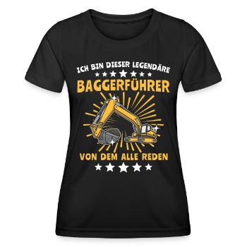 Baggerführer Baggerfahrer - Frauen Funktions-T-Shirt - Schwarz - Vorne - AI Model Female 172 light (172cm)