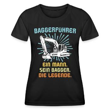 Baggerführer Baggerfahrer - Frauen Funktions-T-Shirt - Schwarz - Vorne - AI Model Female 172 light (172cm)