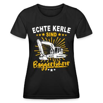 Baggerführer Baggerfahrer - Frauen Funktions-T-Shirt - Schwarz - Vorne - AI Model Female 172 light (172cm)