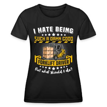 Staplerfahrer Stapler - Frauen Funktions-T-Shirt - Schwarz - Vorne - AI Model Female 172 light (172cm)