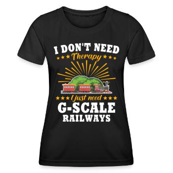 Gartenbahn Therapie Garteneisenbahn Spur G - Frauen Funktions-T-Shirt - Schwarz - Vorne - AI Model Female 172 light (172cm)