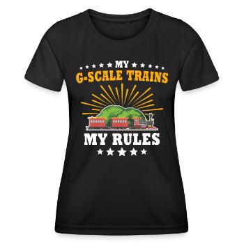 Gartenbahn Regeln Garteneisenbahn Spur G - Frauen Funktions-T-Shirt - Schwarz - Vorne - AI Model Female 172 light (172cm)