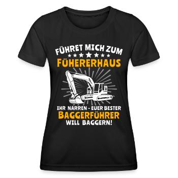 Baggerführer Bagger Baggerfahrer - Frauen Funktions-T-Shirt - Schwarz - Vorne - AI Model Female 172 light (172cm)