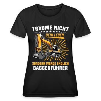 Baggerführer Bagger Baggerfahrer - Frauen Funktions-T-Shirt - Schwarz - Vorne - AI Model Female 172 light (172cm)