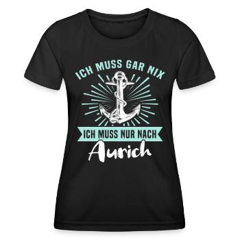 Auricher Sprüche Aurich - Frauen Funktions-T-Shirt - Schwarz - Vorne - AI Model Female 172 light (172cm)