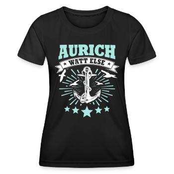 Auricher Sprüche Aurich - Frauen Funktions-T-Shirt - Schwarz - Vorne - AI Model Female 172 light (172cm)
