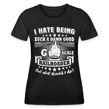Garteneisenbahn Modellbahn Spur G - Frauen Funktions-T-Shirt - Schwarz - Vorne - AI Model Female 172 light (172cm)