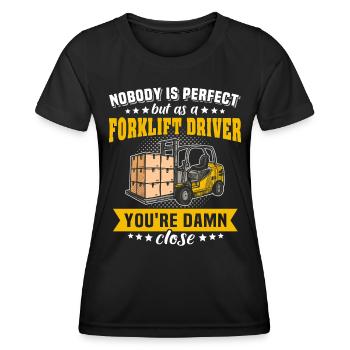 Gabelstapler Staplerfahrer Stapler - Frauen Funktions-T-Shirt - Schwarz - Vorne - AI Model Female 172 light (172cm)