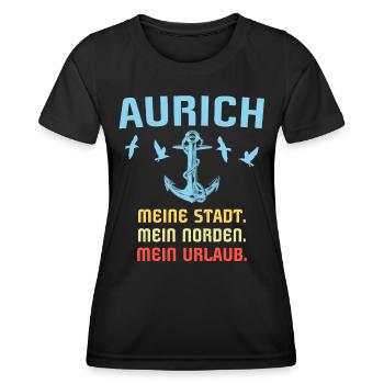Aurich Sprüche Auricher Spruch - Frauen Funktions-T-Shirt - Schwarz - Vorne - AI Model Female 172 light (172cm)