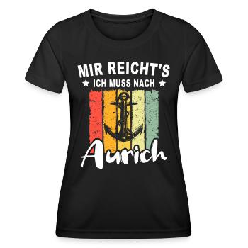 Aurich Sprüche Auricher - Frauen Funktions-T-Shirt - Schwarz - Vorne - AI Model Female 172 light (172cm)