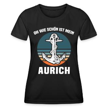 Aurich Sprüche Auricher - Frauen Funktions-T-Shirt - Schwarz - Vorne - AI Model Female 172 light (172cm)