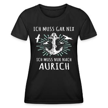 Aurich Sprüche Auricher Spruch - Frauen Funktions-T-Shirt - Schwarz - Vorne - AI Model Female 172 light (172cm)