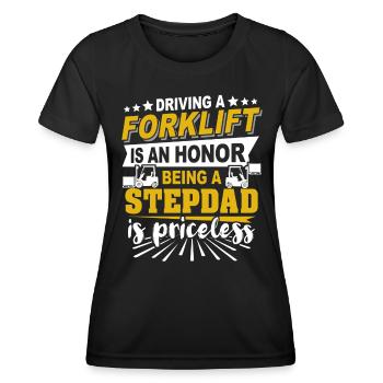 Gabelstapler Stiefpapa Staplerfahrer - Frauen Funktions-T-Shirt - Schwarz - Vorne - AI Model Female 172 light (172cm)