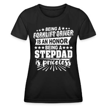 Gabelstapler Stiefpapa Staplerfahrer - Frauen Funktions-T-Shirt - Schwarz - Vorne - AI Model Female 172 light (172cm)