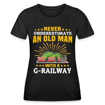 Gartenbahn Mann Garteneisenbahn Spur G - Frauen Funktions-T-Shirt - Schwarz - Vorne - AI Model Female 172 light (172cm)