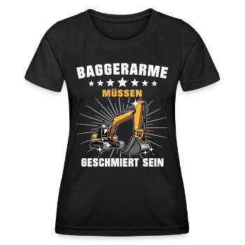 Baggerführer Bagger Baggerfahrer - Frauen Funktions-T-Shirt - Schwarz - Vorne - AI Model Female 172 light (172cm)