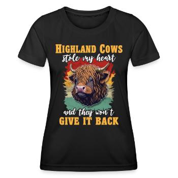 Hochlandrinder Cattle Highland Cow - Frauen Funktions-T-Shirt - Schwarz - Vorne - AI Model Female 172 light (172cm)
