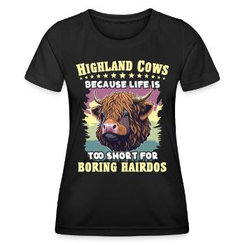 Hochlandrinder Cattle Highland Cow - Frauen Funktions-T-Shirt - Schwarz - Vorne - AI Model Female 172 light (172cm)