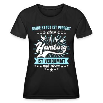 Lustige Hamburg Sprüche - Frauen Funktions-T-Shirt - Schwarz - Vorne - AI Model Female 172 light (172cm)
