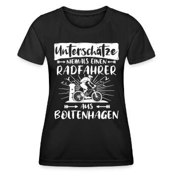 Boltenhagen Fahrrad Boltenhagener Radfahrer - Frauen Funktions-T-Shirt - Schwarz - Vorne - AI Model Female 172 light (172cm)