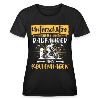 Boltenhagen Fahrradfahrer Boltenhagener - Frauen Funktions-T-Shirt - Schwarz - Vorne - AI Model Female 172 light (172cm)