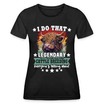 Vache bovine des Highlands - T-shirt sport Femme - noir - Devant - AI Model Female 172 light (172cm)