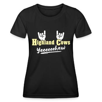 Vache bovine des Highlands - T-shirt sport Femme - noir - Devant - AI Model Female 172 light (172cm)