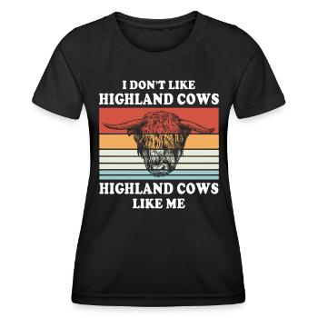 Vache bovine des Highlands - T-shirt sport Femme - noir - Devant - AI Model Female 172 light (172cm)