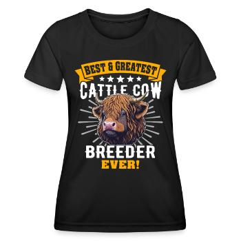 Vache bovine des Highlands - T-shirt sport Femme - noir - Devant - AI Model Female 172 light (172cm)