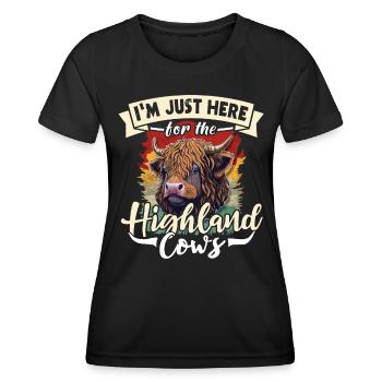 Vache bovine des Highlands - T-shirt sport Femme - noir - Devant - AI Model Female 172 light (172cm)