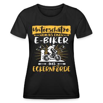 Ebike Eckernförde Ebiking Eckernförderer E-Biker - Frauen Funktions-T-Shirt - Schwarz - Vorne - AI Model Female 172 light (172cm)