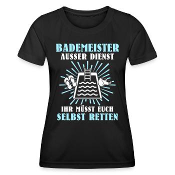 Schwimmmeister Bademeister Badmeister - Frauen Funktions-T-Shirt - Schwarz - Vorne - AI Model Female 172 light (172cm)