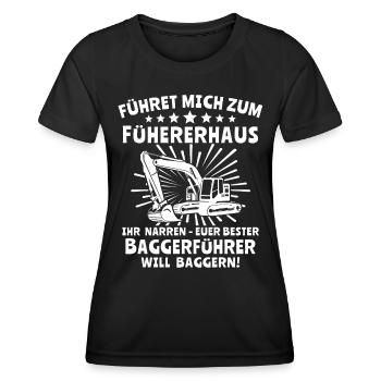 Baggerführer Bagger Baggerfahrer - Frauen Funktions-T-Shirt - Schwarz - Vorne - AI Model Female 172 light (172cm)