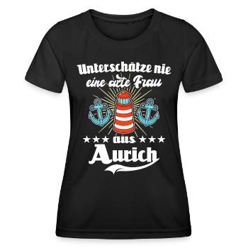 Aurich Frau Auricherin - Frauen Funktions-T-Shirt - Schwarz - Vorne - AI Model Female 172 light (172cm)